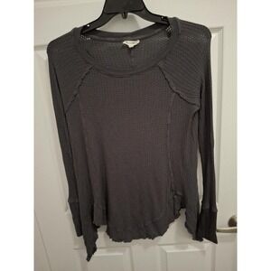 Jane & Delancey Large Gray‎ Asymmetrical Hem Ruffle Sleeve Casual Sweater